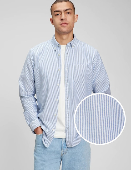 Camisa casual de algodón manga larga para hombre 1