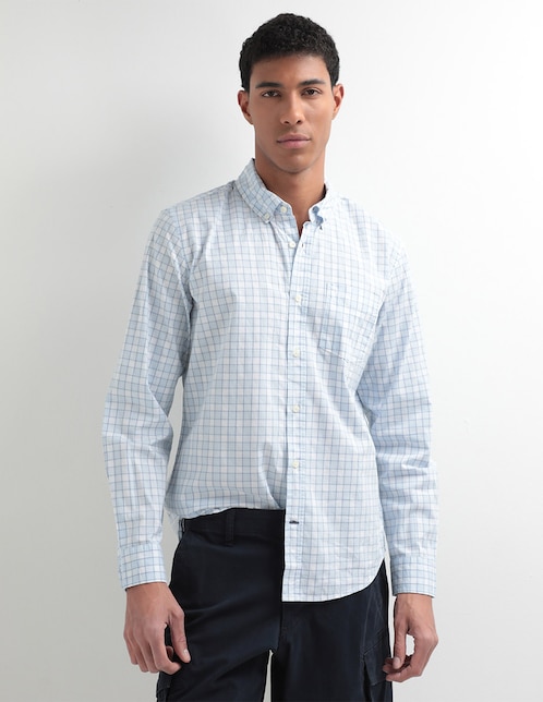 CAMISA GAP 856653 ALGOD, M, AZUL MEDIO