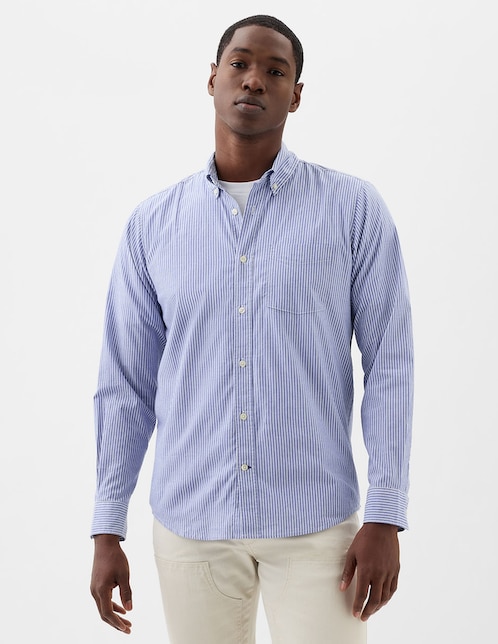 Camisa casual de algodón manga larga para hombre 1