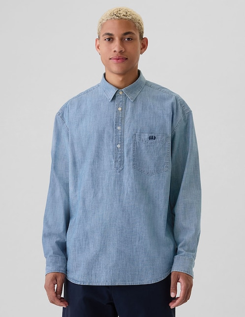 Camisa Jeans Camisas Gap Hombre Camisa Gap Franela Standard Fit Manga Larga  Hombre