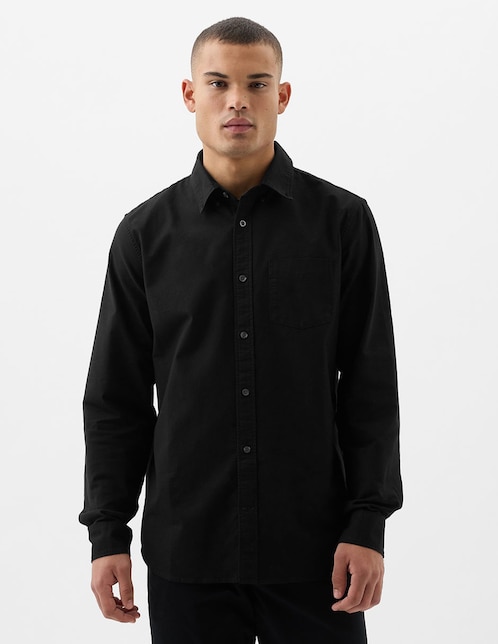 Camisa casual de algodón manga larga para hombre
