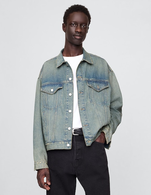 Chamarra denim con bolsillos para hombre