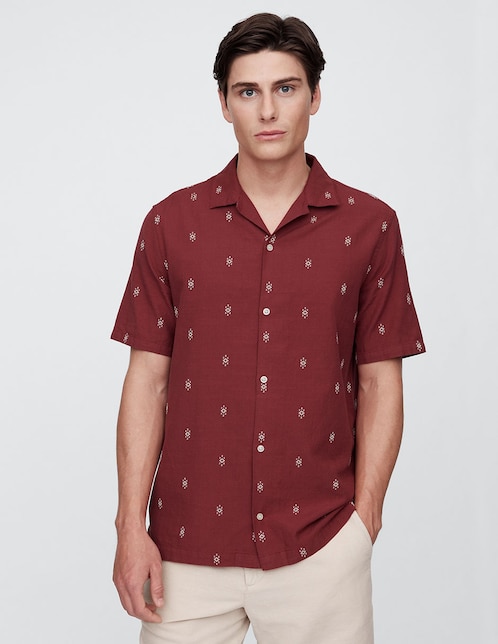 Camisa de algodón manga corta para hombre