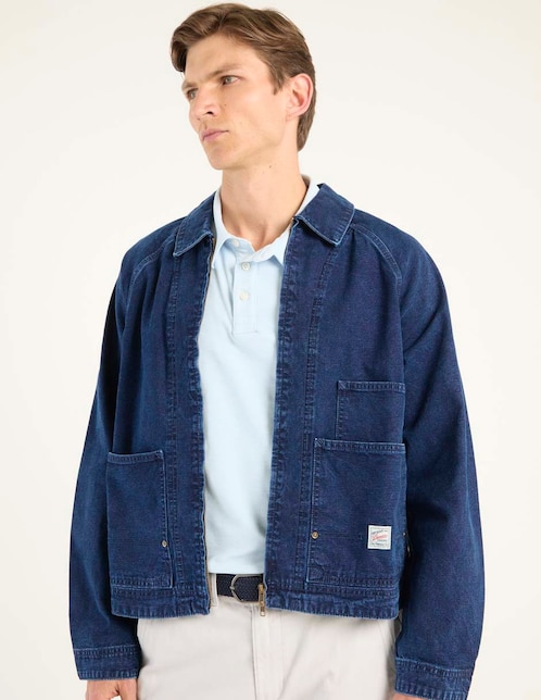 Chamarra denim de mezclilla con bolsillos para hombre