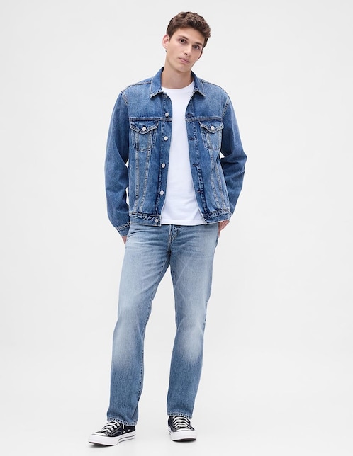 Jeans straight deslavado para hombre