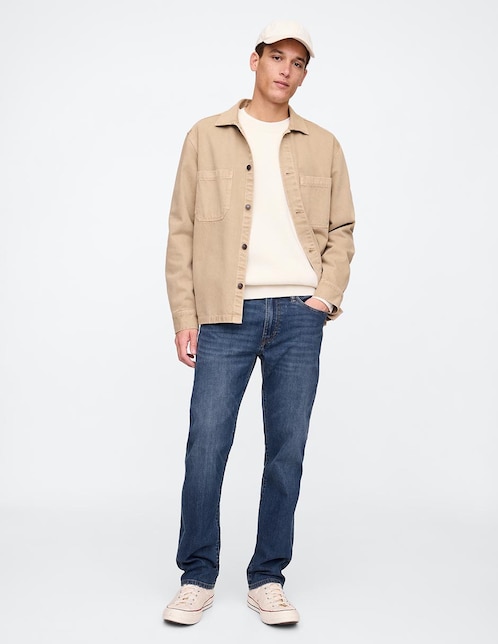 Jeans straight lavado medio para hombre