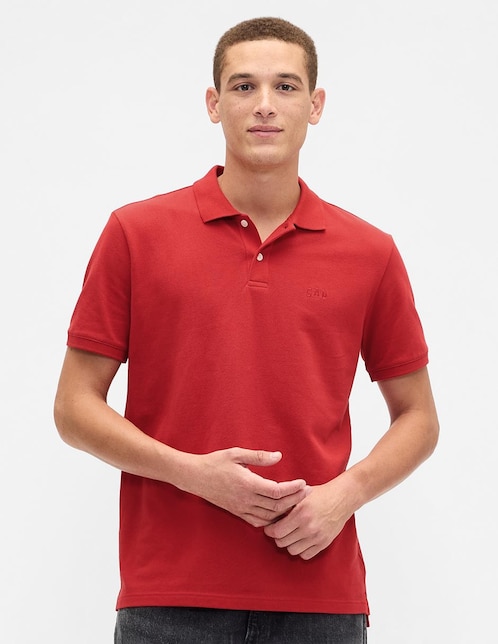 PLAYERA POLO GAP PIQUÉ LOGO, G, ROJO