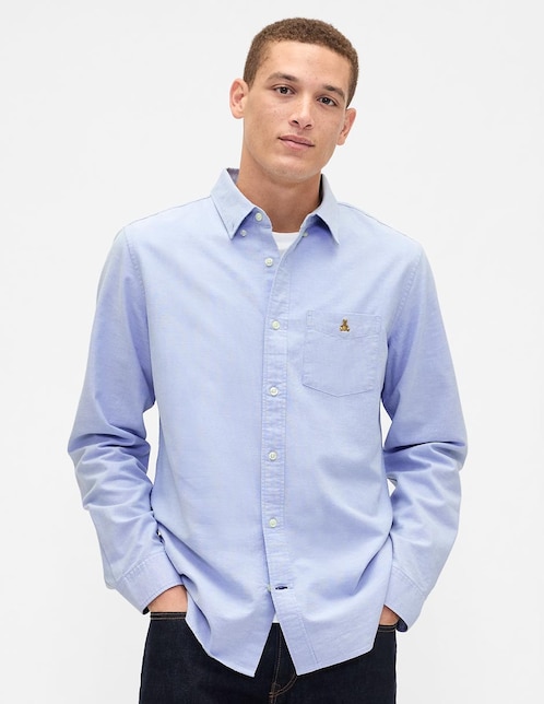 Camisa casual de algodón manga larga para hombre