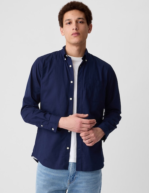 Camisa casual de algodón manga larga para hombre 1