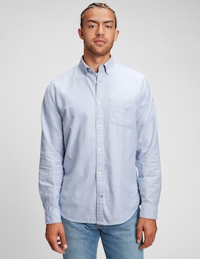Camisa casual de algodón manga larga para hombre