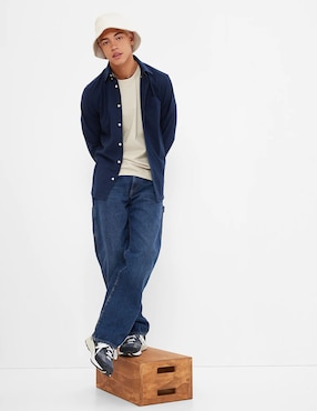 Camisa casual de algodón manga larga para hombre