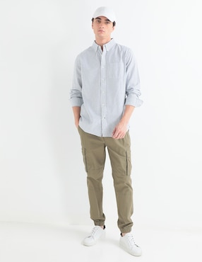 Camisa casual de algodón manga larga para hombre
