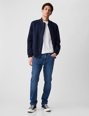 Jeans slim lavado whisker para hombre