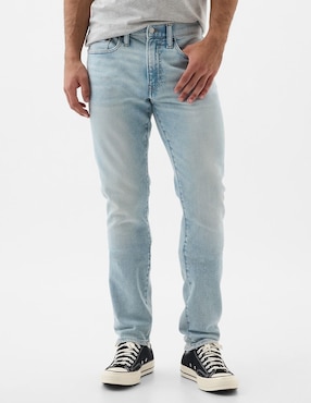 Jeans Skinny Deslavado Para Hombre