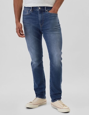 Jeans Slim Deslavado Para Hombre