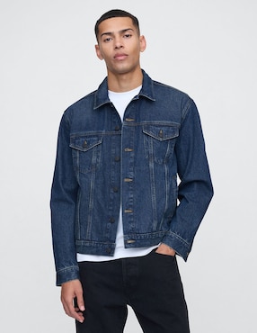 Chamarra denim de mezclilla con bolsillos para hombre