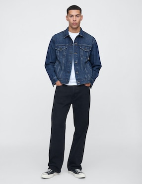 Chamarra denim de mezclilla con bolsillos para hombre