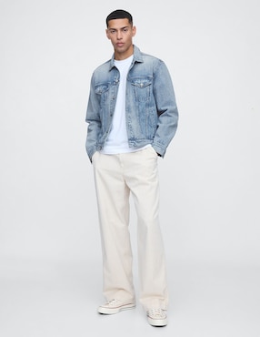 Chamarra denim de mezclilla con bolsillos para hombre
