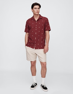 Camisa de algodón manga corta para hombre