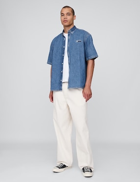 Camisa casual de algodón manga corta para hombre