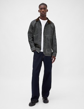 Chamarra casual de mezclilla con bolsillos para hombre