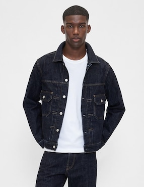 Chamarra denim de mezclilla con bolsillos para hombre