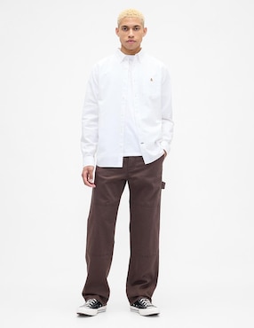 Camisa casual de algodón manga larga para hombre