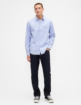 Camisa casual de algodón manga larga para hombre