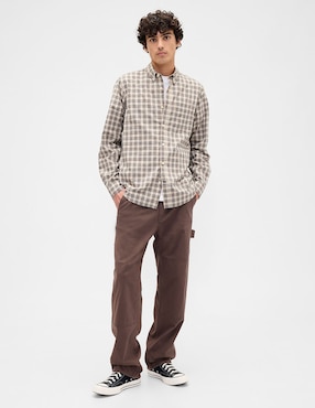 Camisa casual de algodón manga larga para hombre