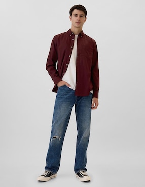 Camisa casual de algodón manga larga para hombre