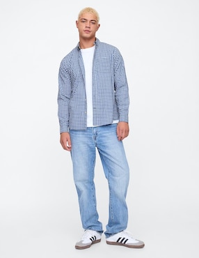 Camisa casual de algodón manga larga para hombre