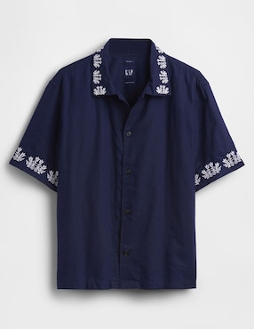Camisa playa de lino manga corta para hombre