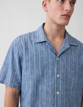 Camisa casual de algodón manga corta para hombre