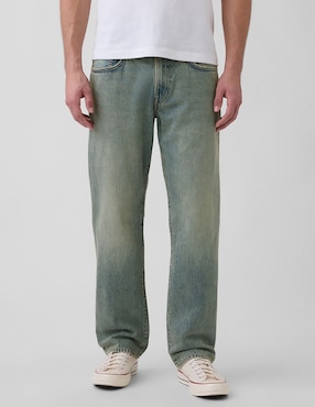 Jeans straight deslavado para hombre