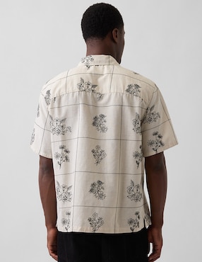 Camisa casual de lino manga corta para hombre