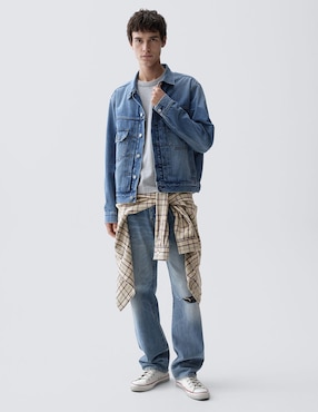 Jeans amplio deslavado para hombre