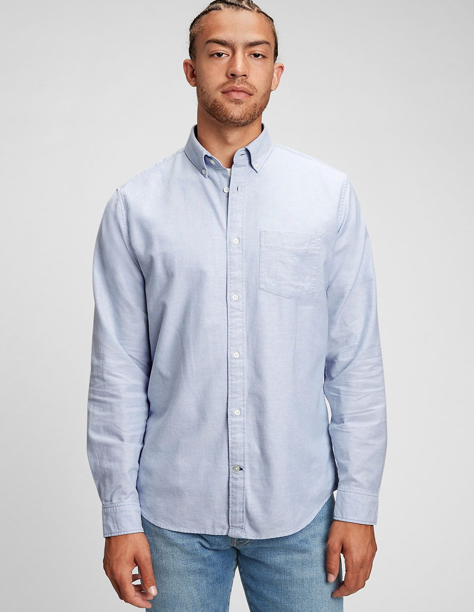Camisa casual de algodón manga larga para hombre