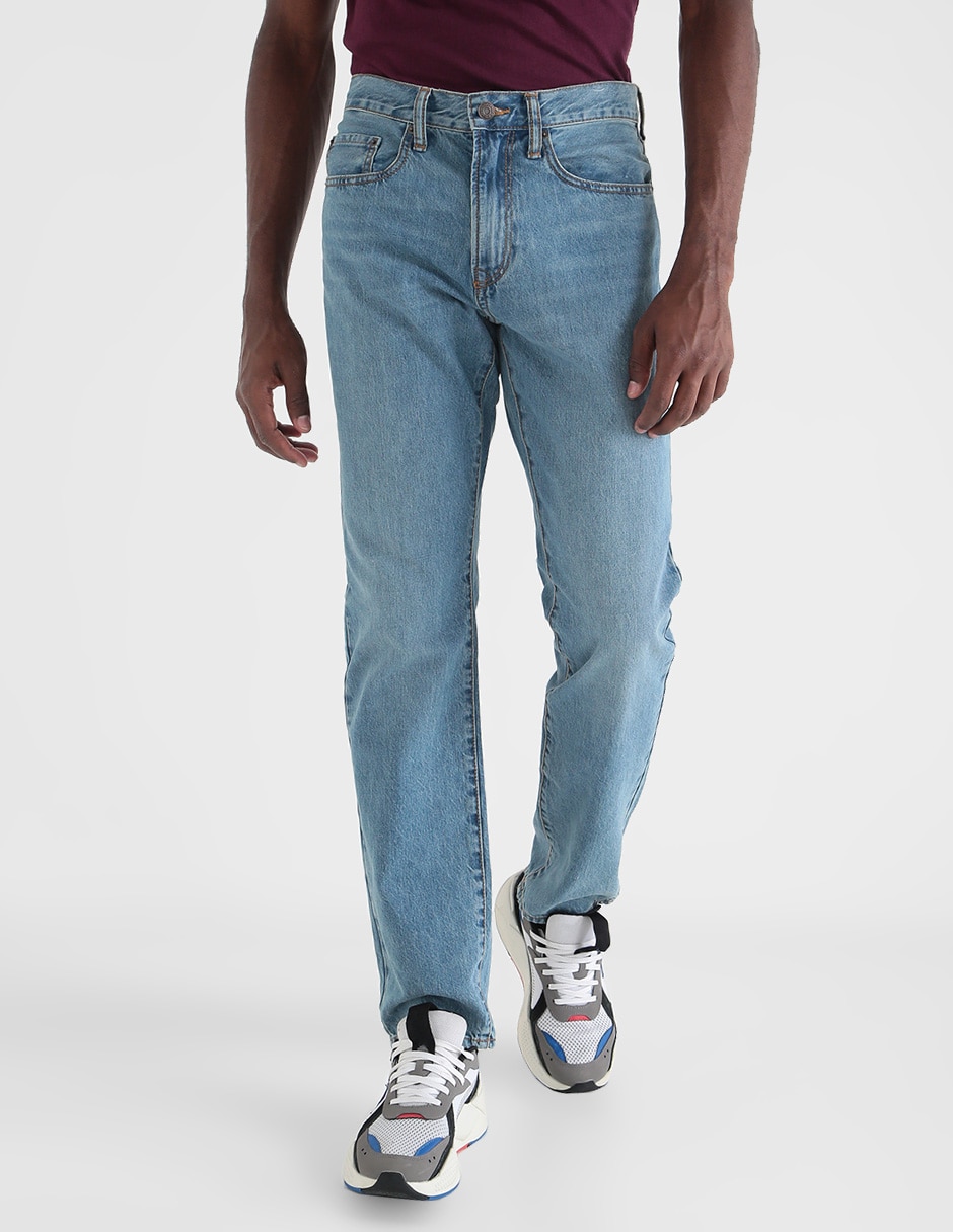 Jeans straight lavado claro hombre | GAP.com.mx