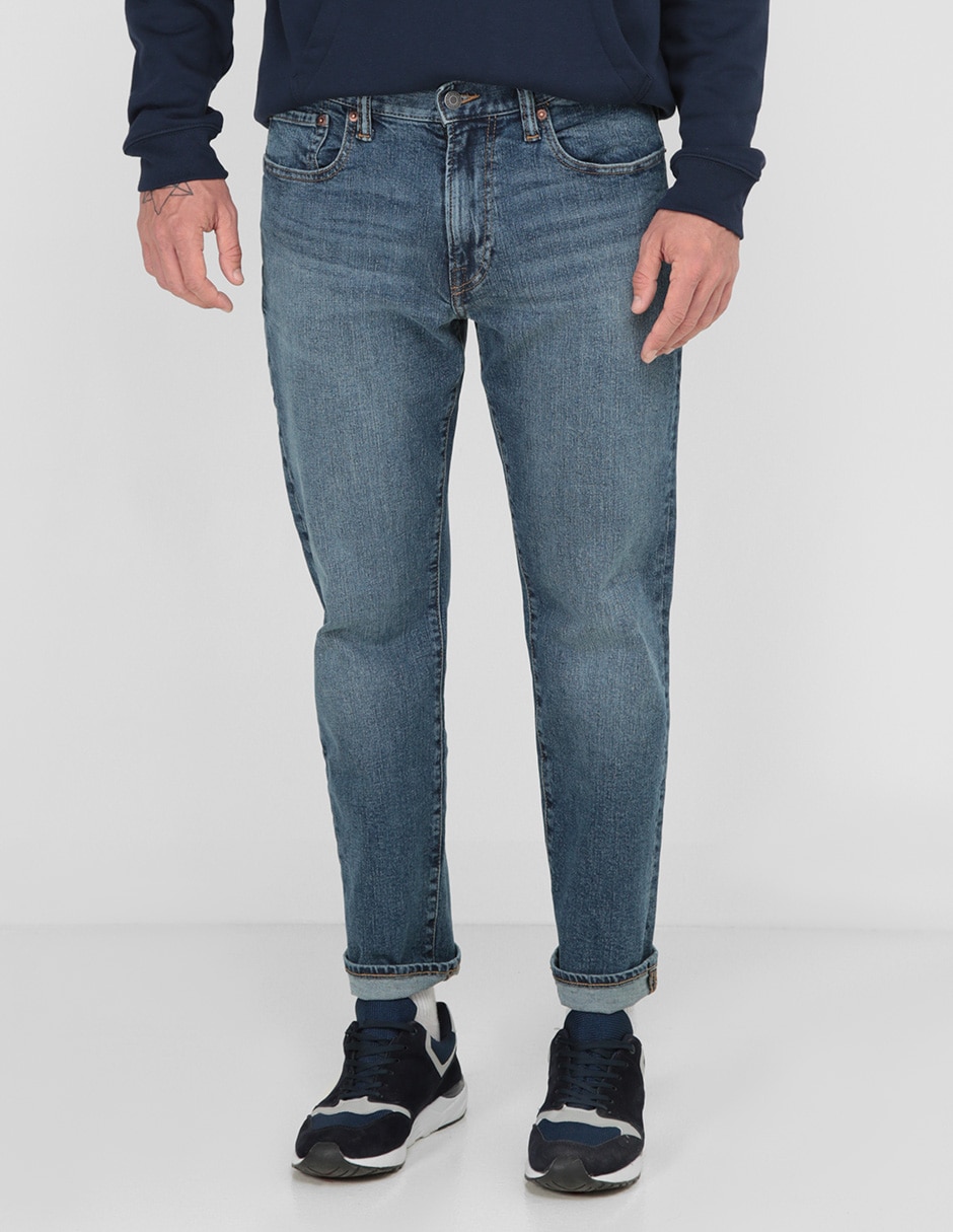 Jeans straight deslavado para hombre