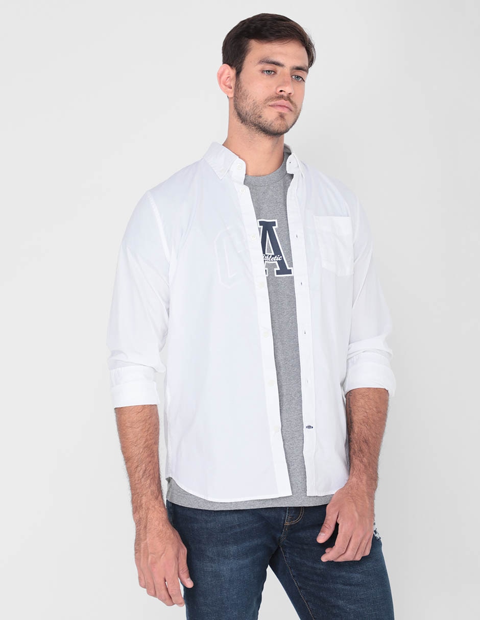 Camisa casual de algodón manga larga para hombre Camisa casual de algodón manga larga para hombre