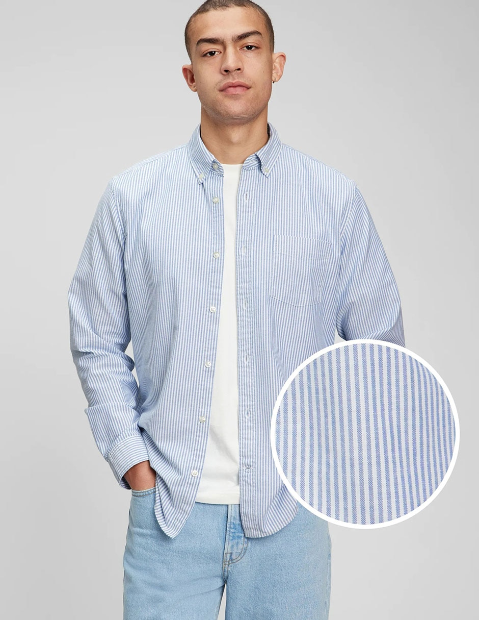 Camisa casual de algodón manga larga para hombre
