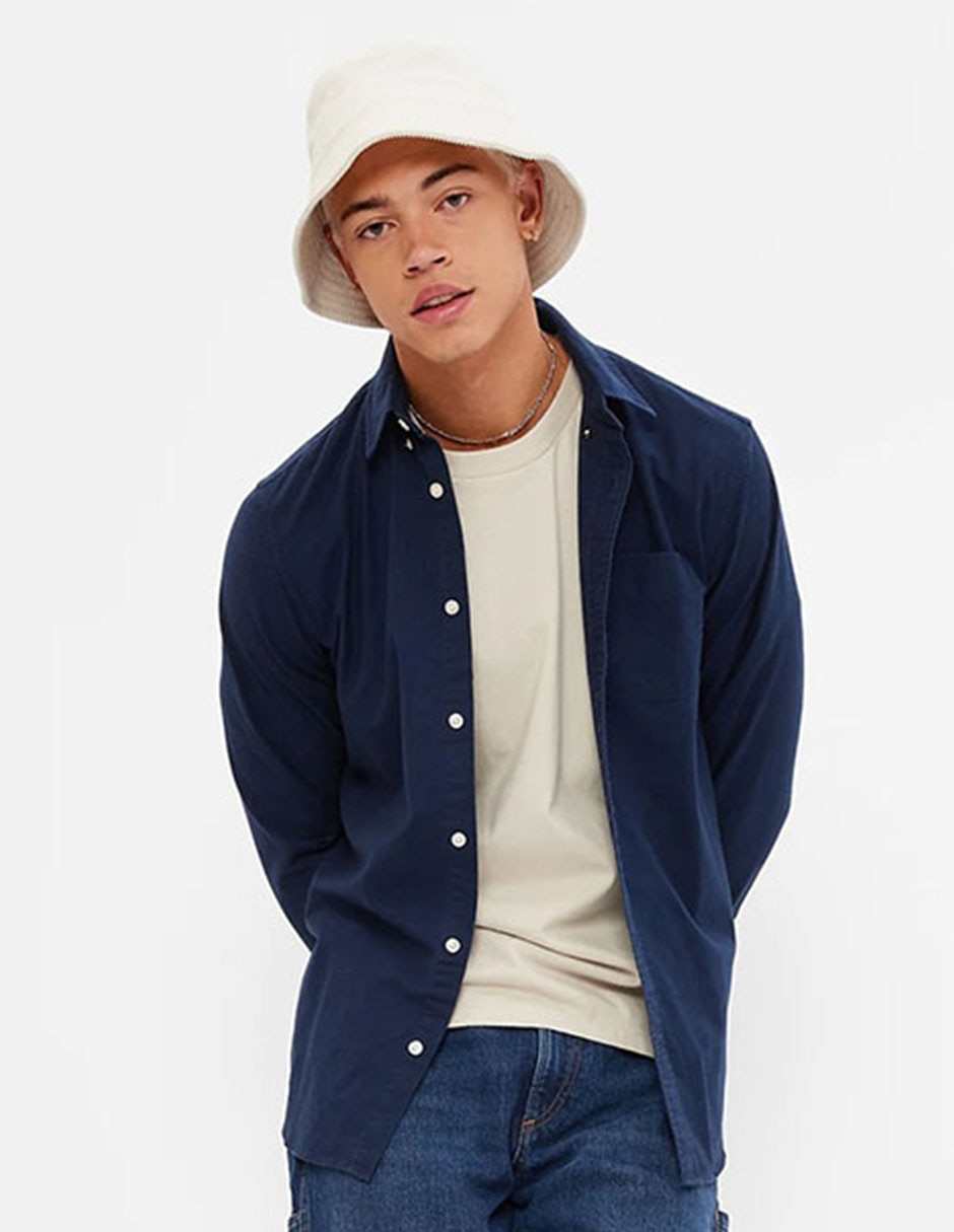 Camisa casual de algodón manga larga para hombre