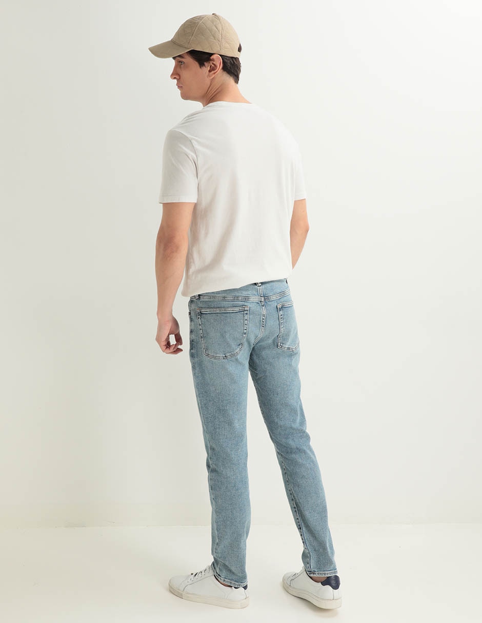 Jeans skinny deslavado para hombre 2