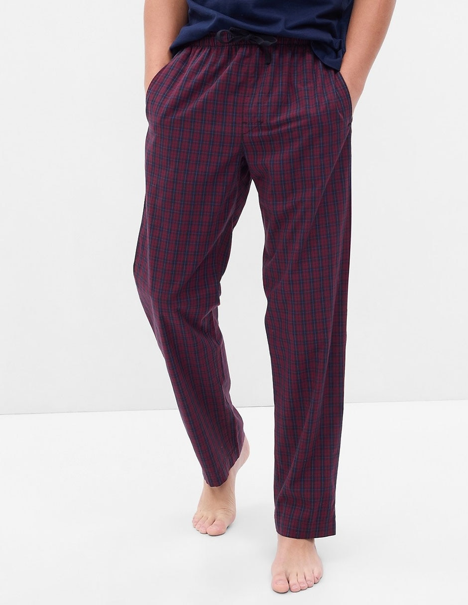 Pantalones de pijama de algodón a cuadros para hombre