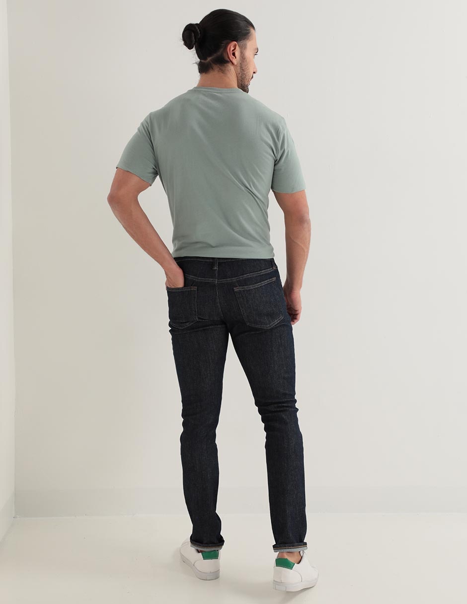 Jeans skinny lavado obscuro para hombre 2