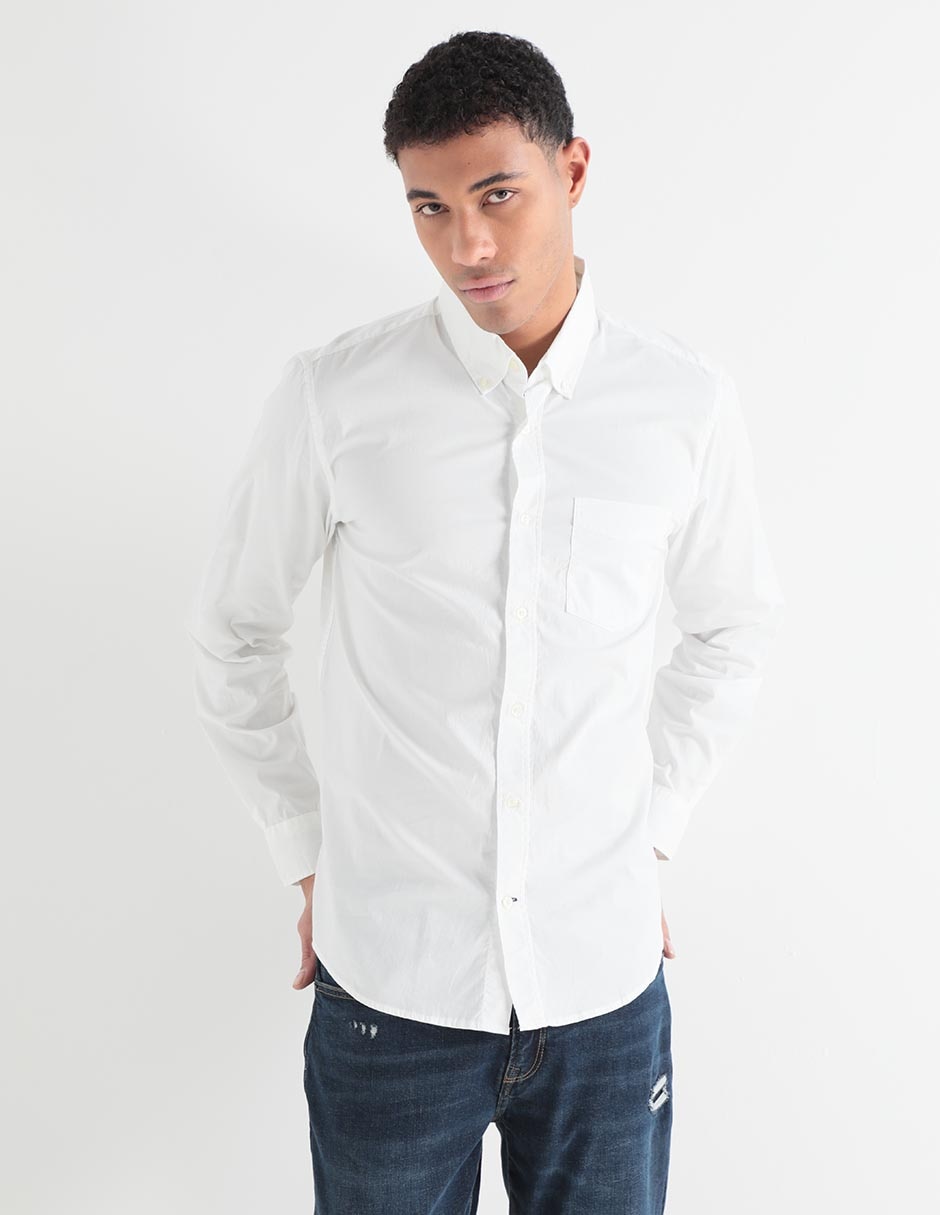 Camisa casual de algodón manga larga para hombre