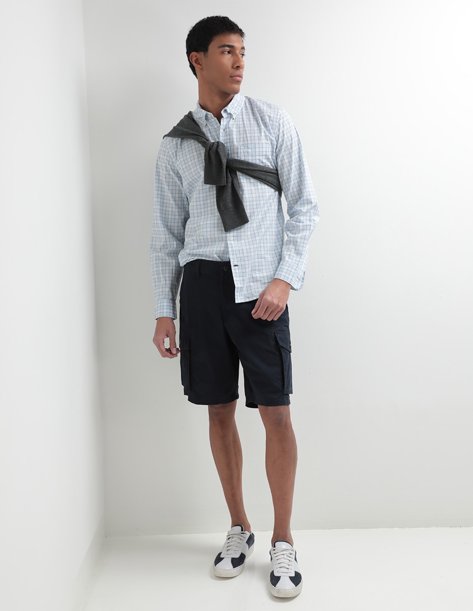 CAMISA GAP 856653 ALGOD, M, AZUL MEDIO