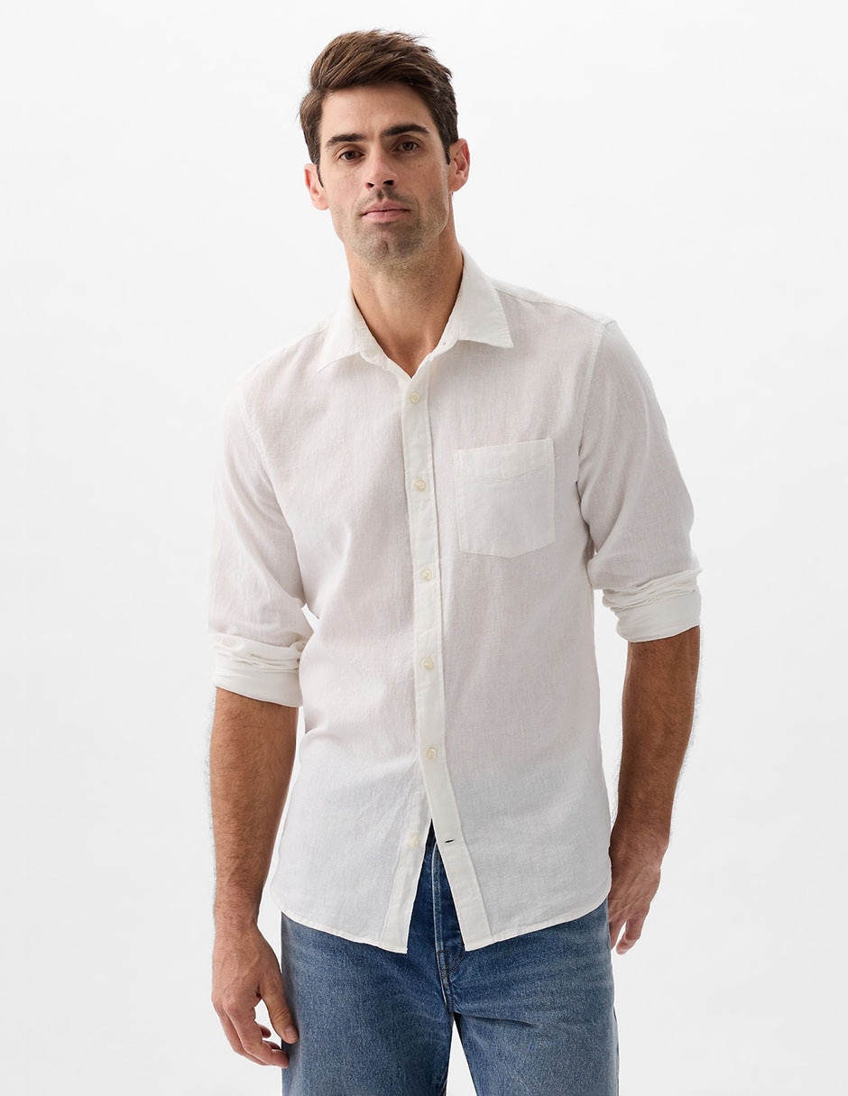 Camisa casual de algodón manga larga para hombre