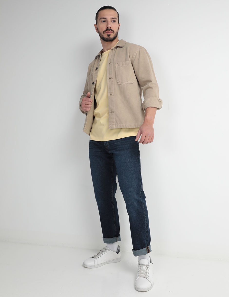 Jeans straight lavado obscuro para hombre 4