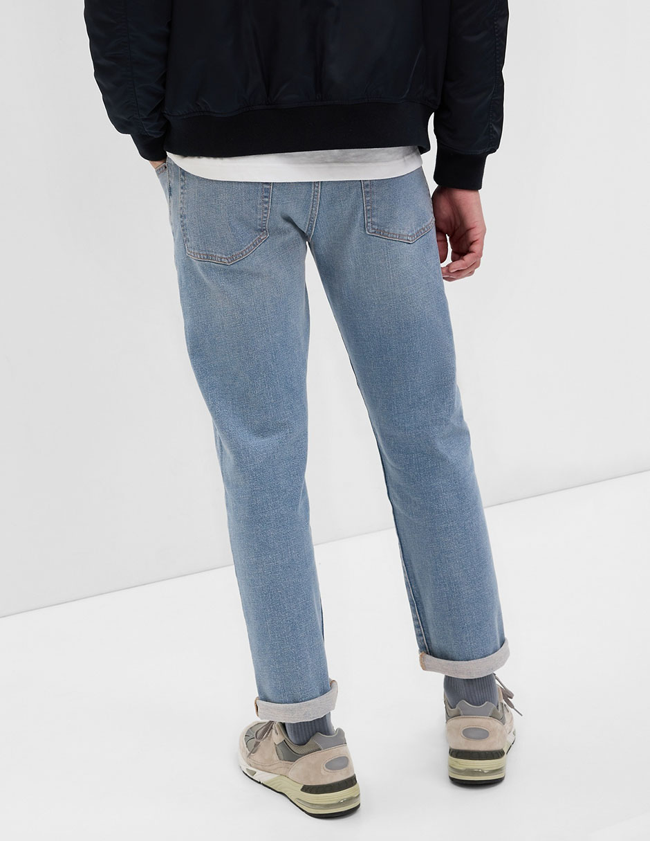 Jeans straight lavado stone wash para hombre 5